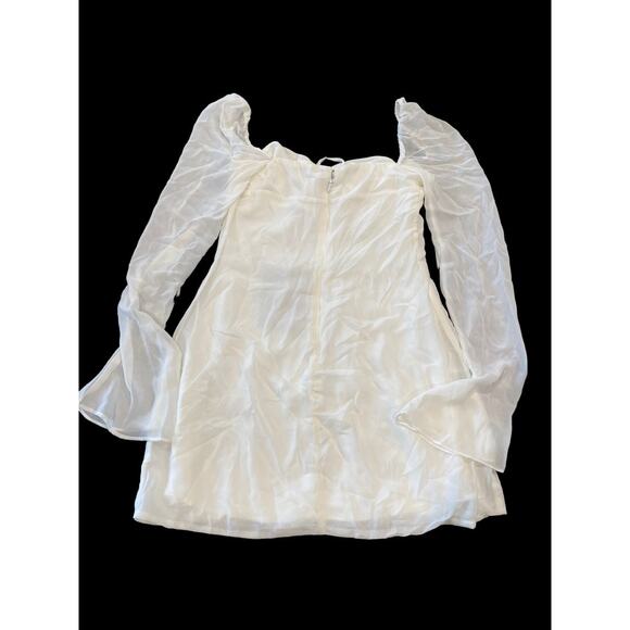 House of CB Dress Mini Babydoll Ivory Georgette Halter Small - Picture 5 of 6